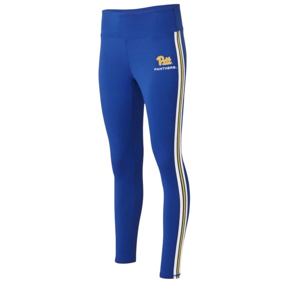 Pitt Panthers Wear By Erin Andrews Blue Leggings Large NCAA Striped Side Logo - Picture 1 of 10